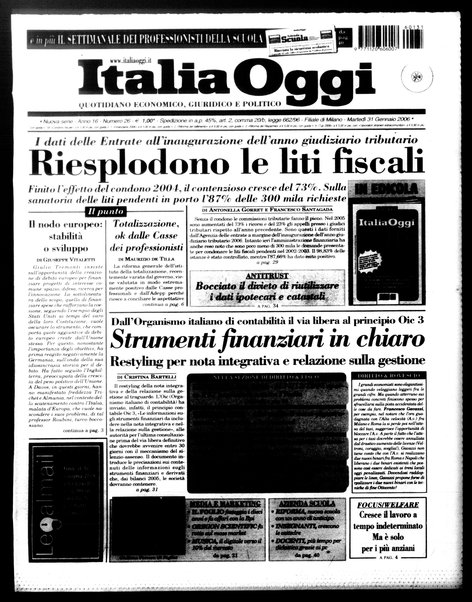 Italia oggi : quotidiano di economia finanza e politica